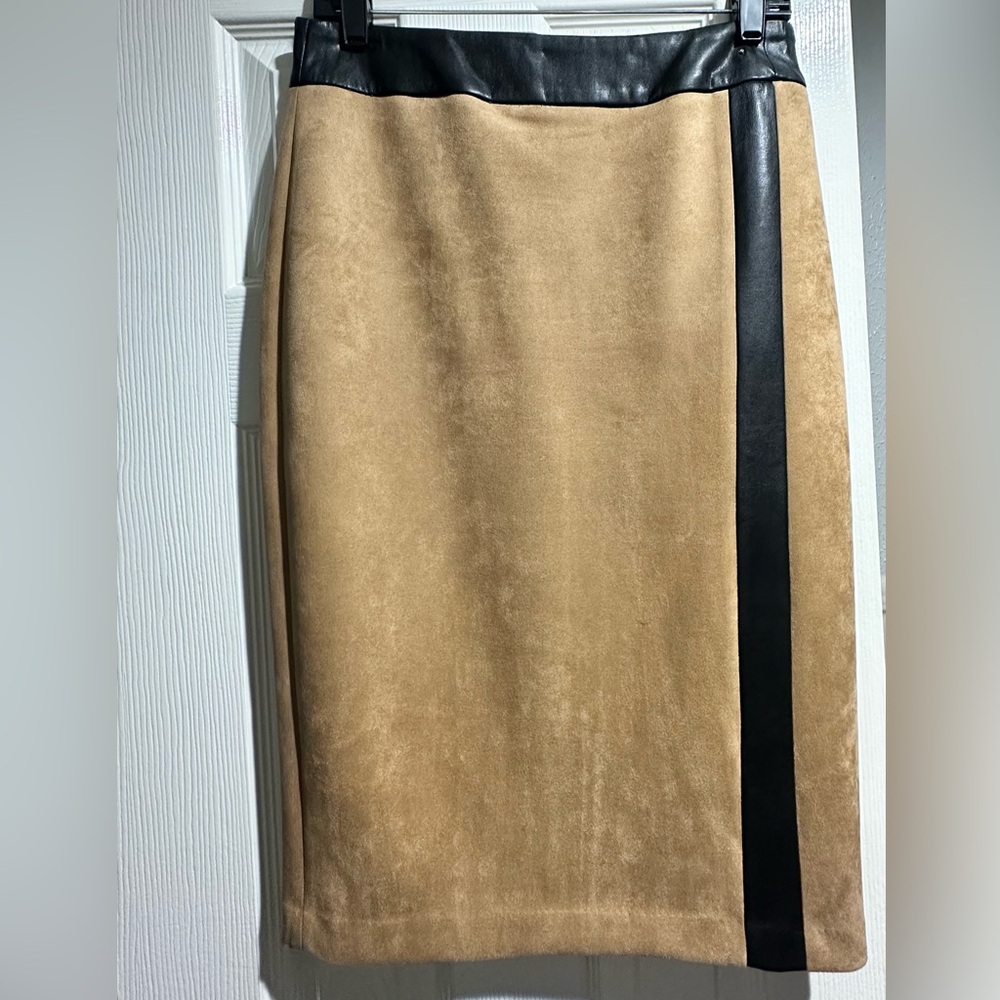 Elegant Suede Tan and Black Western style Women's Skirt